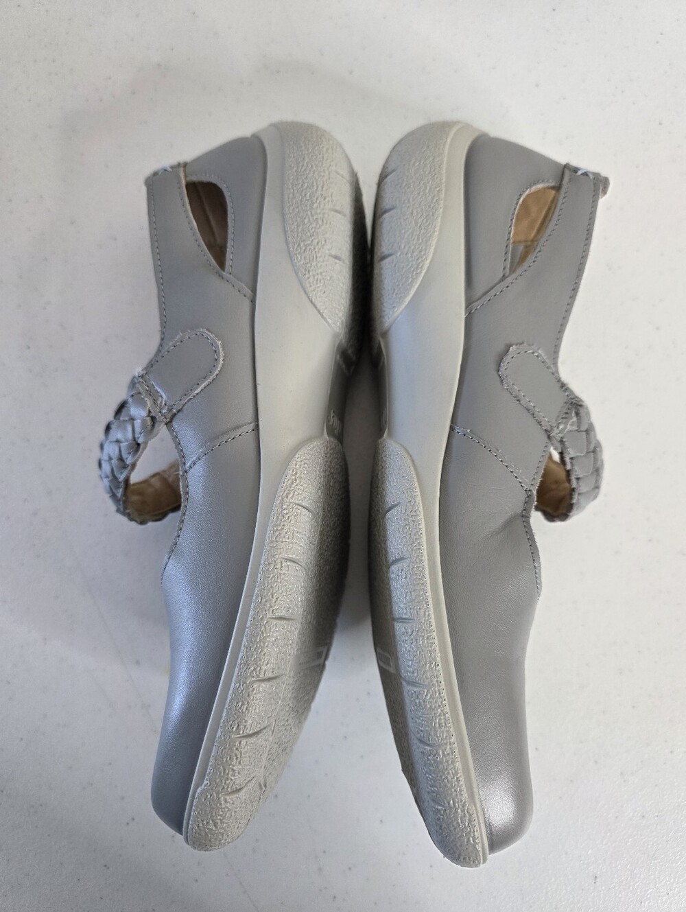 Hotter Shake II Leather Shoes Size 9.5 Gray Mary Jane Style Comfort Walking - Picture 6 of 14